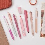 WRITECH Gel Pens Journaling Highlighters: Journal Set Aesthetic Assorted Pastel Color Ink 0.5mm Fine Point Retractable 0.7mm Black Pen Smooth Writing Drawing No Bleed 7ct (Pink)