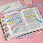 WRITECH Bible Mate Journaling Set: No Bleed Aesthetic Highlighters & 1.0 mm Black Ballpoint Pens, Bible Safe Dual Tip Highlighters, Pastel Colors, Fast-drying Ink, Bible Journaling Kit, 9ct