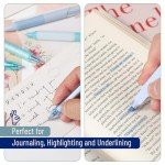 Mr. Pen- Gel Pen Set, 12 Pack, Pastel Blue Barrels, 1 x Aesthetic Highlighter, 0.5mm Black Ink Gel Pens for Journaling