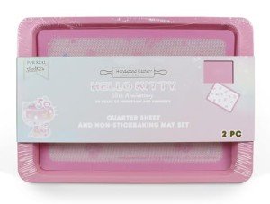 Handstand Kitchen Hello Kitty Commemorative 50th Anniversary Quarter Baking Sheet with Non-Stick Baking Mat Set