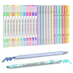EooUooIP Highlighters, 24 Assorted Colors Highlighters Pens, Broad and Fine Tips Pastel Highlighter Marker Pens, Bible Highlighters No Bleed for Journaling, Students School Office Stationery
