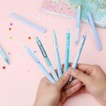 Mr. Pen- Gel Pen Set, 12 Pack, Pastel Blue Barrels, 1 x Aesthetic Highlighter, 0.5mm Black Ink Gel Pens for Journaling