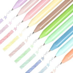 WY WENYUAN Colored Ballpoint Pens, 10 Pcs Retractable Pastel Ink Colors, Cute Pens 1.0mm Fine Point Quick Drying for Writing Drawing Journaling Note Taking School Office Home