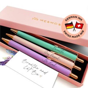 MESMOS Pastel Pens, Mindfulness Gifts, Inspirational Fancy Pens for Women, Wellness & Spiritual Gifts, Self Love Self Care Relaxing Gift, Journaling Cute Luxury Pretty Pen Set