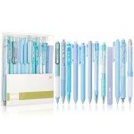 Mr. Pen- Gel Pen Set, 12 Pack, Pastel Blue Barrels, 1 x Aesthetic Highlighter, 0.5mm Black Ink Gel Pens for Journaling