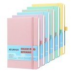Xrunmix Lined Journals Notebooks for Work, 160 Pages, 5.5 x 8 inches, 100 GSM Paper, Hardcover (Pastel - 6 Pack)