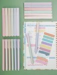 NiArt Bible Highlighters and Pens No Bleed, Morandi Colors 12 Highlighters + 8 Gel Pens + 200 Sticky Notes, Ergonomic Design with Fade-Resistant Soft-Toned Pastel Ink for Journaling