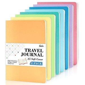 feela 8 Pack Soft Cover Journal Bulk, Notebooks College Ruled for Work, Lined Travel Journal for Students Women, Note Taking Notebook School Supplies Business Writing, 8.2” x 5.5”, A5, Pastel Colors