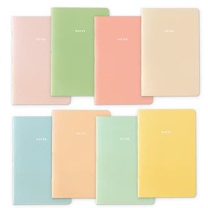 THiNKABLE Pastel Aesthetic Notebooks Set, Cute Journal Set 8 pack, A5 5.5 x 8.3 in 60 Pages, Simple Cover Notebook, Minimalist Journal for Women Lined Paper, Soft Cover Journals