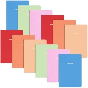 LABUK 12pcs A5 Bulk Notebooks Journals, 5.5 x 8in Lined Pastel Journal Notebook, Colors Ruled Journals for Writing, Office,60 Sheets 6 Color