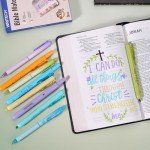WRITECH Bible Mate Journaling Set: No Bleed Bible Highlighters & 0.7mm Black Ink Ballpoint Pens, Fast-Drying Ink, Pastel Colors Highlighter, Journaling Kit, 9ct