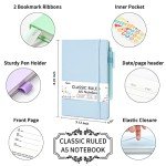 feela 5 Pack Notebooks Journals Bulk, Hardcover Classic Ruled Lined Journals with Pen Holder for Women Girls School Business Supplies, with 5 Black Pens, 120 GSM, 5.1”x8.3”, A5, Pastel Colors