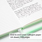 feela 5 Pack Notebooks Journals Bulk, Hardcover Classic Ruled Lined Journals with Pen Holder for Women Girls School Business Supplies, with 5 Black Pens, 120 GSM, 5.1”x8.3”, A5, Pastel Colors