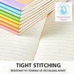 feela 16 Pack Composition Notebook Bulk, Kraft Cover Lined Blank College Ruled Travel Journals with Pastel Color Spine For Women Students Office, 60 Pages, 8.3”x 5.5”, A5, 8 Pastel Colors