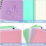 EOOUT 5 Pack Lined Paper Notebook 5.7 x 8.4 Inches College Ruled Spiral Notebook Journal for School, Office, Artist Writing/Drawing (Pink, Blue, Green, Purple, White), 70 Sheets/140 Pages