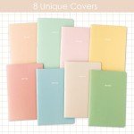 THiNKABLE Pastel Aesthetic Notebooks Set, Cute Journal Set 8 pack, A5 5.5 x 8.3 in 60 Pages, Simple Cover Notebook, Minimalist Journal for Women Lined Paper, Soft Cover Journals