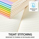 feela 56 Pack Composition Notebooks Bulk, Kraft Cover Lined Blank College Ruled Composition Travel Journals with Rainbow Spines For Women Students Business, 60 Pages, 8.3”x 5.5”, A5, 8 Pastel Colors