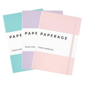 PAPERAGE Lined Journal Notebooks, 3 Pack, (Blush, Mint, Lavender), 160 Pages, Medium 5.6 inches x 8 inches - 100 GSM Thick Paper, Hardcover