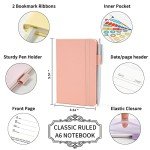 feela 6 Pack Pocket Small Notebooks Bulk, Mini Cute Memo Notepads Hardcover College Ruled Lined Journals with Pen Holder for Women Girls Office School, with 6 Black Pens, 3.5”x 5.5”, A6, Pastel Colors