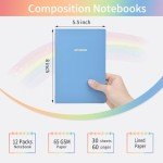 EOOUT 12 Pack A5 Lined Bulk Journals for Writing, 5.5 x 8in Pastel Journal Notebook Set, Cute Notebooks Softcover Thin Journals for Kids, Drawing, Sketchbook, School Supplies(6 Colors)