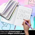 MESMOS A5 Vegan Leather Lined Journal for Women, Inspirational and Cute Writing Leather Journals for Women, Hardcover Pretty Notebooks for Writing (Pastel Dreamwave)