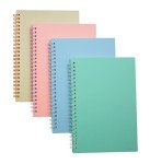 Yansanido Spiral Notebook, 4 Pcs A5 Thick Plastic Hardcover 8mm Ruled 4 Color 80 Sheets -160 Pages Journals for Study and Notes (Light Pink,Light Green,Light Blue,ivory, A5 5.7" x 8.3"-Ruled)