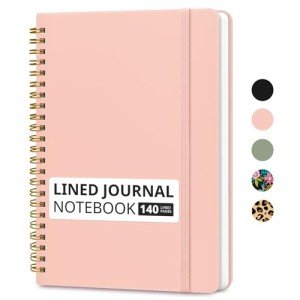 Lined Spiral Journal Notebook for Women & Men, 140 Pages, College Ruled Hardcover Notebook for Work & Note Taking, Journals for Writing, A5(6"x8") - Pink