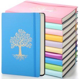 Dispowreath 10 Pack Lined Journal Notebook A5 Leather Hardcover Journals for Writing 200 Pages 10 Colors Notepad for Travel Work School Office Business Note Taking Diary 5.7" x 8.3" (Pastel Color)