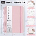 ABERLLS Pink Lined Spiral Journal Notebook with 160 Pages, 8×5.7in, A5 Spiral Notebook, Journaling Notebooks for Work, School, Women, Men, College Ruled Spiral Notebook, Hardcover Leather Journals