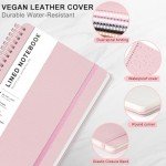 ABERLLS Pink Lined Spiral Journal Notebook with 160 Pages, 8×5.7in, A5 Spiral Notebook, Journaling Notebooks for Work, School, Women, Men, College Ruled Spiral Notebook, Hardcover Leather Journals
