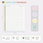 Umriox 4 Pack Lined Spiral Journal Notebook, 160 Pages 8.5" x 11" College Ruled Spiral Notebook with Sticky Tabs, Large Notebook for Work, Travel Journal, School