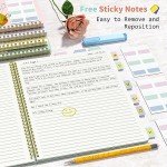 Umriox 4 Pack Lined Spiral Journal Notebook, 160 Pages 8.5" x 11" College Ruled Spiral Notebook with Sticky Tabs, Large Notebook for Work, Travel Journal, School