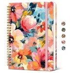 Lined Spiral Journal Notebook for Women, Cute A5 College Ruled Hardcover Notebook for Work & Note Taking, Aesthetic Pretty Journal for Writing, 140 Pages, Pastel Garden
