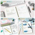 Umriox 4 Pack Lined Spiral Journal Notebook, 160 Pages 8.5" x 11" College Ruled Spiral Notebook with Sticky Tabs, Large Notebook for Work, Travel Journal, School