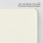 &And Per Se Dotted Journal Notebook, A5 Hardcover Leather Bullet Dotted Journal, 160 Pages 100 gsm Thick Dotted Paper，3 Sheets of Stickers Included - 5.7'' x 8'' (Pastel green)