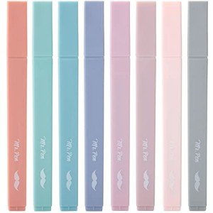 Mr. Pen- Aesthetic Cute Highlighters, 8 pcs, Chisel Tip, Earthy Colors, Assorted Colors,No Bleed Bible Pastel Highlighter Set