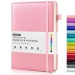 Ansopu Lined Journal Notebook for Women, A5 100 GSM Thick Paper, Pink Leather Hardcover Journal for Writing, Travel Journal Diary 160 Pages (5.75'' X 8.38'')