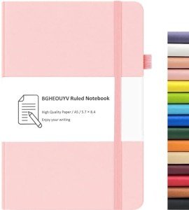 BGHEOUYV Notebook Journal, College Ruled Notebook Lined A5 160 Pages,Hard Cover Journals for Writing, Notebooks for Work Office School Women Men,5.7 inches x 8.4 inches(Pink)