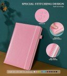 Ansopu Lined Journal Notebook for Women, A5 100 GSM Thick Paper, Pink Leather Hardcover Journal for Writing, Travel Journal Diary 160 Pages (5.75'' X 8.38'')
