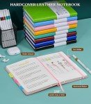 Ansopu Lined Journal Notebook for Women, A5 100 GSM Thick Paper, Pink Leather Hardcover Journal for Writing, Travel Journal Diary 160 Pages (5.75'' X 8.38'')