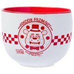 Silver Buffalo Five Nights at Freddy's Freddy Fazbear Pizza Box Ceramic Ramen Noodle Rice Bowl with Chopsticks and Spoon, Microwave Safe, 20 Ounces