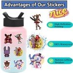100Pcs Five Night at Freddy Sticker, Terror Cartoon Movie Waterproof Vinyl Decal for Teen Kids Girl Halloween Water Bottle Laptop Phone Skateboard Guitar Notebook Computer Luggage