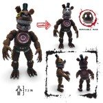 Toysvill Inspired by Five Nights at Freddy Game Action Figures Toys (FNAF) Toy, Set 6 pcs, Height 6in [Nightmare Foxy, Freddy, Bonnie, Fazbear, Chica and Human Security] with Masks