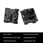 Akko V3 Creamy Black Pro Keyboard Switch with Dustproof Stem for Mechanical Gaming Keyboard, 5-Pin Linear Switches (45pcs)