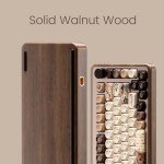 Akko MU02 Mechanical Keyboard with Walnut Wooden Case 75% RGB 2.4G Wireless/Bluetooth/Wired Hot-Swappable Gaming Keyboard with PBT Dye-Sub Keycaps for Mac & Win (Mountain Seclusion, Rosewood Switch)