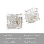Akko V3 Crystal Pro Keyboard Switch with Dustproof Stem for Mechanical Gaming Keyboard, 43gf Actuation Force Key Pre-Lubed Switches (45pcs)