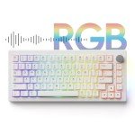 Akko 5075B Plus Air 75% Mechanical Keyboard Gasket Mount Hot Swappable RGB Wireless/Bluetooth/Wired Gaming Keyboard with PBT Dye-Sub Cherry Profile Keycaps for Mac/Win/Web（V3 Piano Pro Switch）