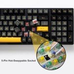 Akko 3098B Hot-swappable Mechanical Keyboard with RGB Backlight, PBT Keycaps, Black&Gold Creamy Gaming Keyboard with Number Pad Software for Mac & Win