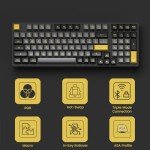Akko 3098B Hot-swappable Mechanical Keyboard with RGB Backlight, PBT Keycaps, Black&Gold Creamy Gaming Keyboard with Number Pad Software for Mac & Win