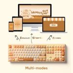 MONSGEEK AKKO x MG108B Bun Wonderland Mechanical Keyboard Hot-Swappable Multi-Mode Gaming Keyboard with PBT Dye-Sub MOG Profile Keycaps Pre Lubed Piano Switch
